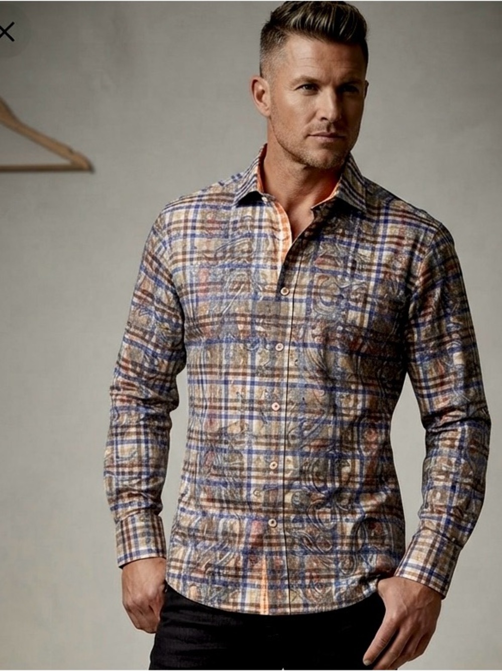 7 Downie St. Plaid & Paisley Long Sleeve Button-Up Shirt – Size 7 / Fits Like XL